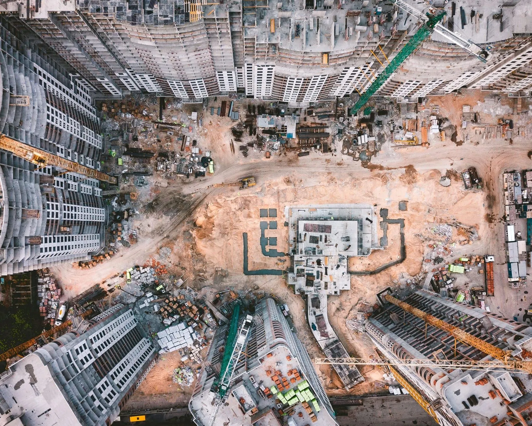 Aerial view of a construction site