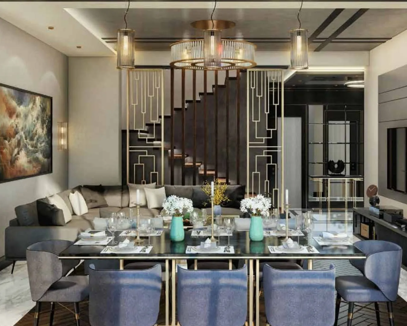 Dining area and feature staircase