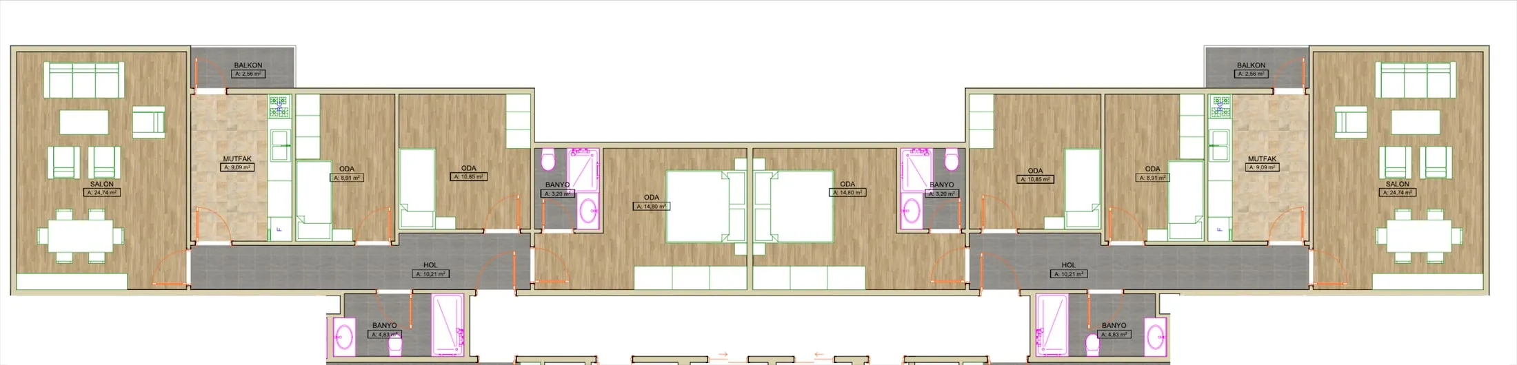 Sedir Evleri — Sedir Evleri — 3+1 daire planı