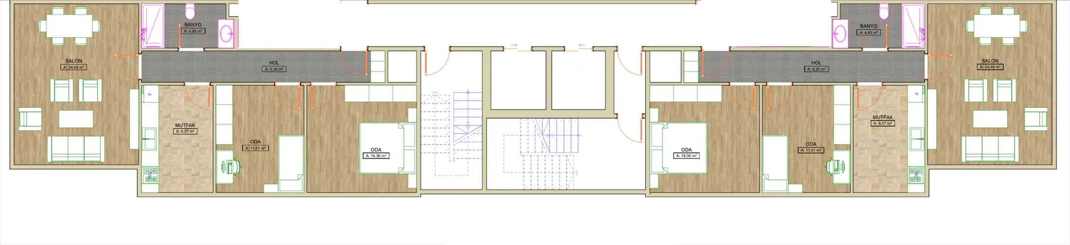 Sedir Residences — Sedir Residences — 2+1 type-B apartment plan